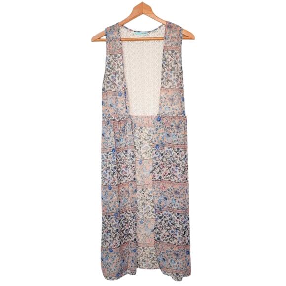 🌻3 for $18 Floral Boho Lace Long Vest - Picture 1 of 4